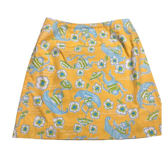 Lilly Pulitzer Les Monkey Print Yellow Skirt Size 6 Vintage White label - Picture 1 of 11